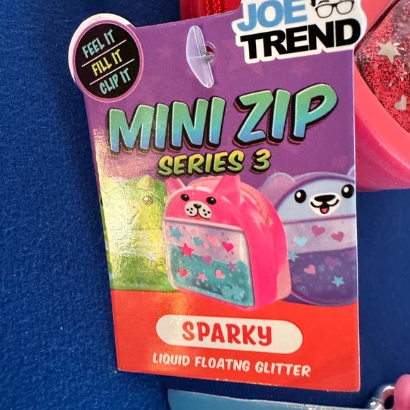 12pc Joe Trend Mini Zip Liquid Floating Glitter Zipper purse w backpack clips - Picture 12 of 12